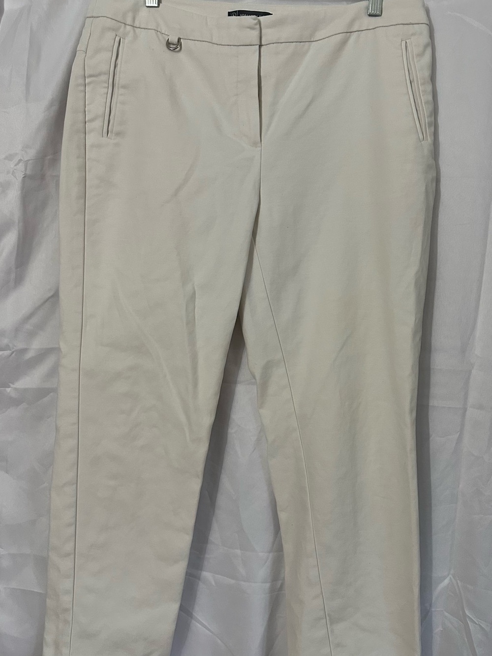 Adrianna Papell Cream Dress Pants with Subtle Ring Detail
